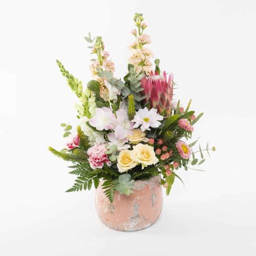 pink flower pot arrangement