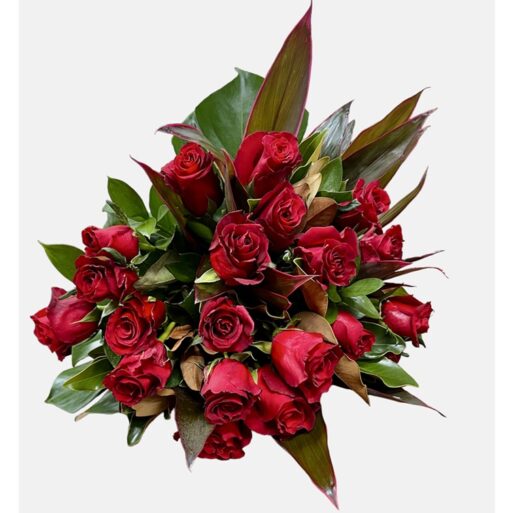 Bouquet of 24 Red Roses for Valentine's Day delivery.