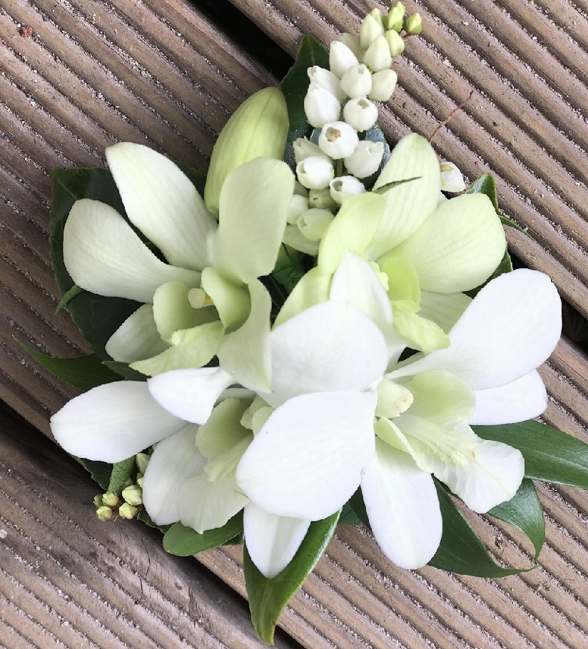 single white orchid corsage