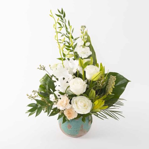 White floral & foliage arrangement