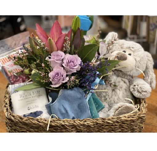 Baby Hamper and flowers