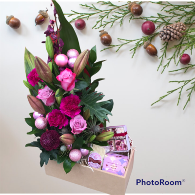 Christmas flowers with gifts